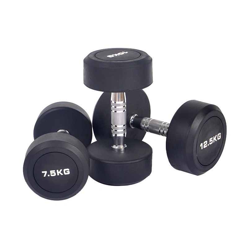 Factory Sale Top Quality Black Round Rubber Coated Dumbbell for Gym Use or Home Use