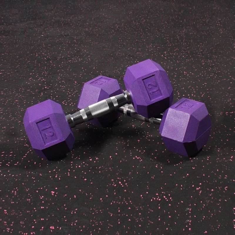 Professional Wholesale Gym Weights Fitness Equipment Crossfit Rubber Coated Hex Dumbbell