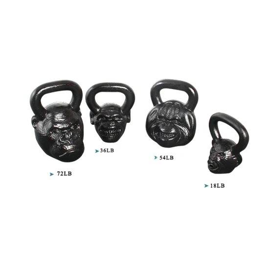 Gewichtheben-Tiergesicht-Kesselglocken-Set, Fitnessstudio, Fitnessgeräte, Wettbewerb, Affen-Kettlebells aus Gusseisen